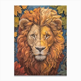 African Lion Relief Illustration Seasons 2 Canvas Print