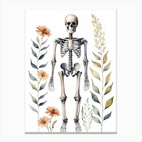 Floral Skeleton Watercolor Painting (26) Canvas Print