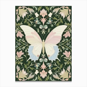 Butterfly On A Green Background Style William Morris 5 Canvas Print