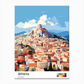 Athens, Greece, Geometric Illustration 1 Poster Canvas Print