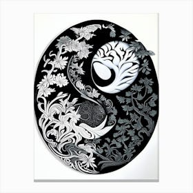 Colour Yin and Yang 2 Linocut Canvas Print