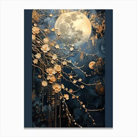 Moon And Flowers 2 Canvas Print