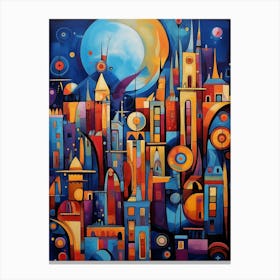 City Futuristic 02 - Abstract Vibrant Cubism Style Canvas Print