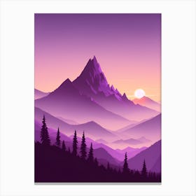 Misty Mountains Vertical Composition In Purple Tone 28 Canvas Print