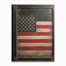 Antique Blackboard Featuring A Vintage Rendition Of An American Flag Smeared Red Stripes Adorned Wi (5) Canvas Print