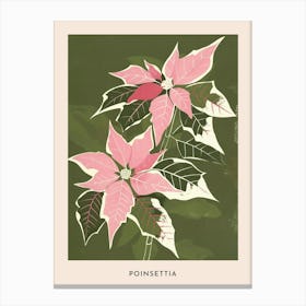 Pink & Green Poinsettia 1 Flower Poster Canvas Print