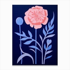 Blue Flower Illustration Carnation 4 Canvas Print
