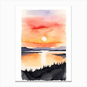 Minimalist Sunset Watercolor Painting (20) Canvas Print