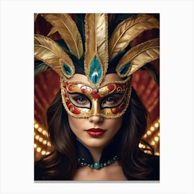 A Woman In A Carnival Mask (24) Canvas Print