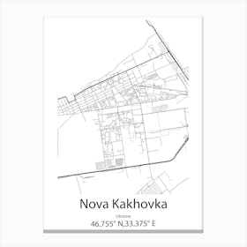 Nova Kakhovka,Ukraine Minimalist Map Canvas Print