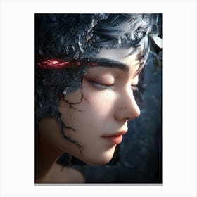 Girl In A Dark Forest Canvas Print