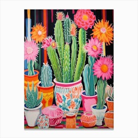 Cactus Painting Maximalist Still Life Woolly Torch Cactus 4 Canvas Print