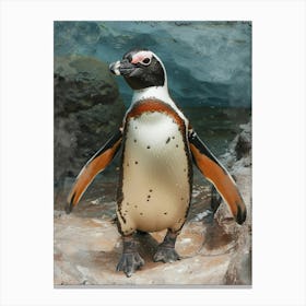 Galapagos Penguin King George Island Colour Block Painting 4 Canvas Print