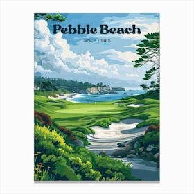 Pebble Beach PGA Championship Digital Travel Illustration Canvas Print