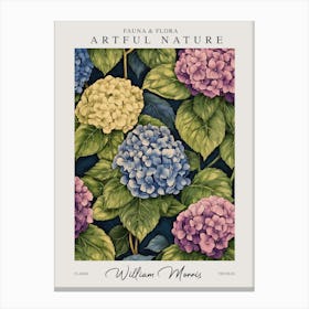 William Morris Hydrangea Yellow Blue Pink Flower Exhibition Canvas Print