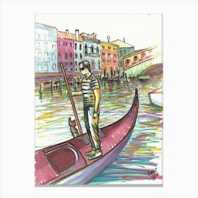 Venice Grand Channel Gondolier Canvas Print