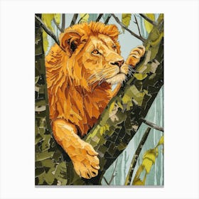 African Lion Relief Illustration Climbing A Tree 1 Canvas Print