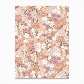 Summer Afternoon Wild Flower Meadow Hand Drawn Floral Canvas Print