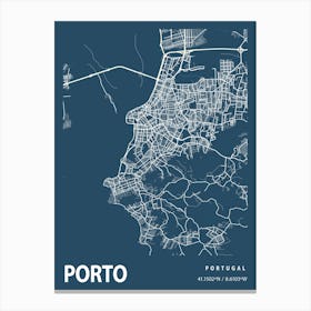 Porto Blueprint City Map 1 Canvas Print