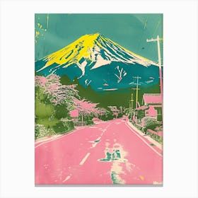 Mount Fuji Japan Retro Duotone Silkscreen 3 Canvas Print
