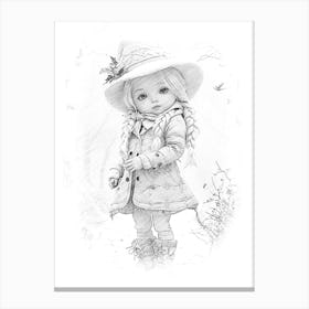 Little Girl In A Hat 1 Canvas Print