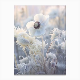 Frosty Botanical Anemone 2 Canvas Print