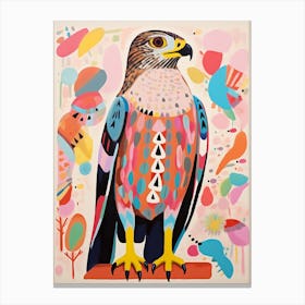 Pink Scandi Red Tailed Hawk 2 Canvas Print
