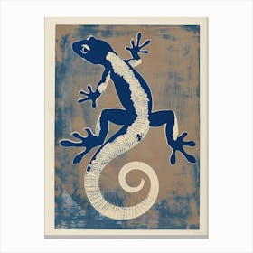 Blue African Fat Tailed Gecko Block Print 1 Canvas Print
