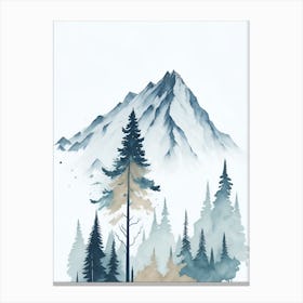 Mountain And Forest In Minimalist Watercolor Vertical Composition 245 Canvas Print