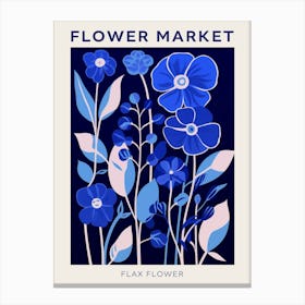 Blue Flower Market Poster Flax Flower Market Poster 4 Canvas Print