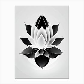 Double Lotus Black And White Geometric 1 Canvas Print