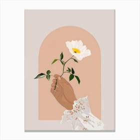 Hand Holding A Flower 1 Canvas Print