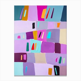 Modern Squares Print Purple & Neutrals Canvas Print