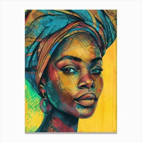 African Woman In Turban 3 Canvas Print