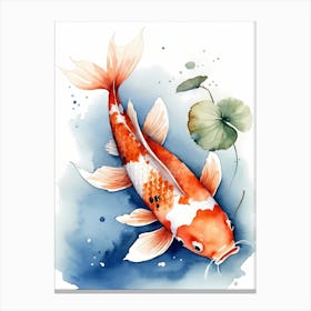 Koi Fish Watercolor Painting (7) 1 Canvas Print