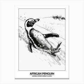 Penguin Sliding Down Snowy Slopes Poster Canvas Print