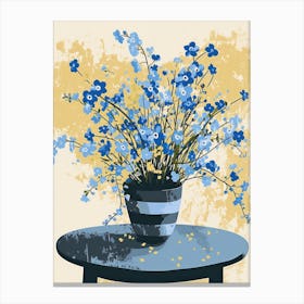 Forget Me Not Flowers On A Table   Contemporary Illustration 1 Canvas Print