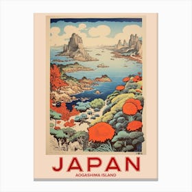 Aogashima Island, Visit Japan Vintage Travel Art 3 Canvas Print