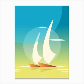 Sailboats In The Sea Canvas Print