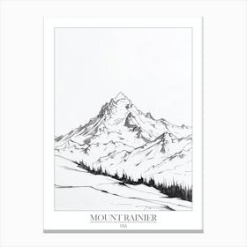 Mount Rainier Usa Line Drawing 4 Poster Canvas Print