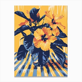 Hibiscus Flowers On A Table   Contemporary Illustration 4 Canvas Print