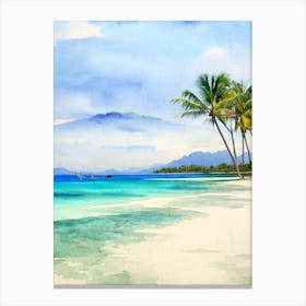 Gili Trawangan Beach 4, Indonesia Watercolour Canvas Print