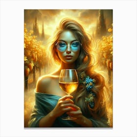 Golden Wine At Sunset Vineyard Canvas Print