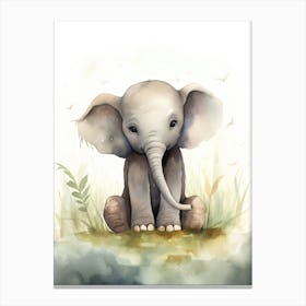 Elephant Painting Meditating Watercolour 2 Canvas Print