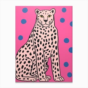 Pink Polka Dot Cougar 4 Canvas Print
