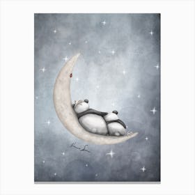 Good Night Panda On The Moon Canvas Print