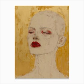 'A Woman With Red Lips' Canvas Print