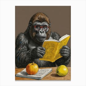 Gorilla Reading 2 Canvas Print