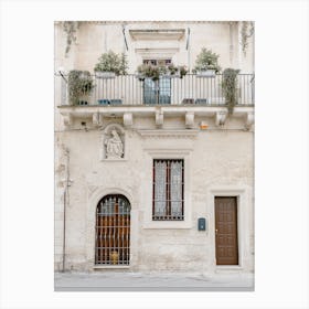 Balcony Of A Building, Italy Canvas Print