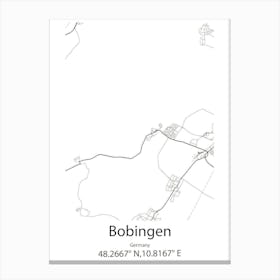 Bobingen,Germany Minimalist Map Canvas Print